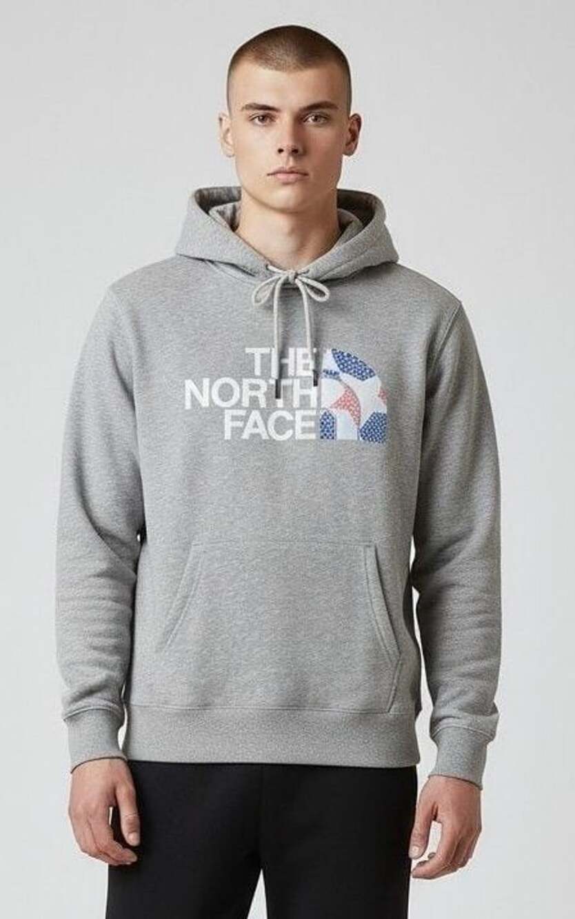 The North Face Usa Box Pullover Hoodie Size M Grey